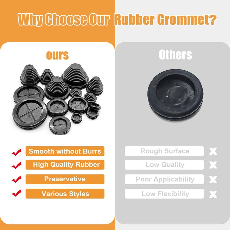 mankk Rubber Grommet Kit Firewall Grommet Wire Grommet Tower Shaped and Round Double Sided Rubber Hole Plug with Retractable Box Knife for Wire Protection - Image 4
